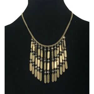 New York and Company NY&Co Bib Necklace Tribal Gold Tone